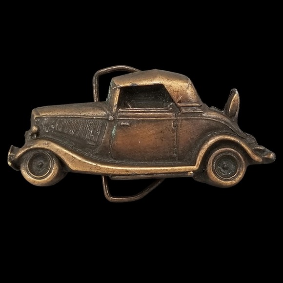 Vintage Bronze Ford Model A Coupe Convertible Rumble Seat Belt Buckle - Picture 1 of 7
